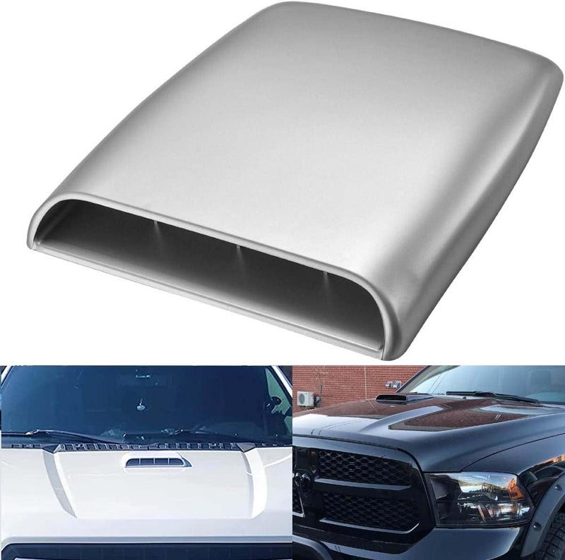 NATGIC Universal Car Air Flow Decorative Intake Hood Scoop Turbo Bonnet Vent Cover (Silver) - Image 1